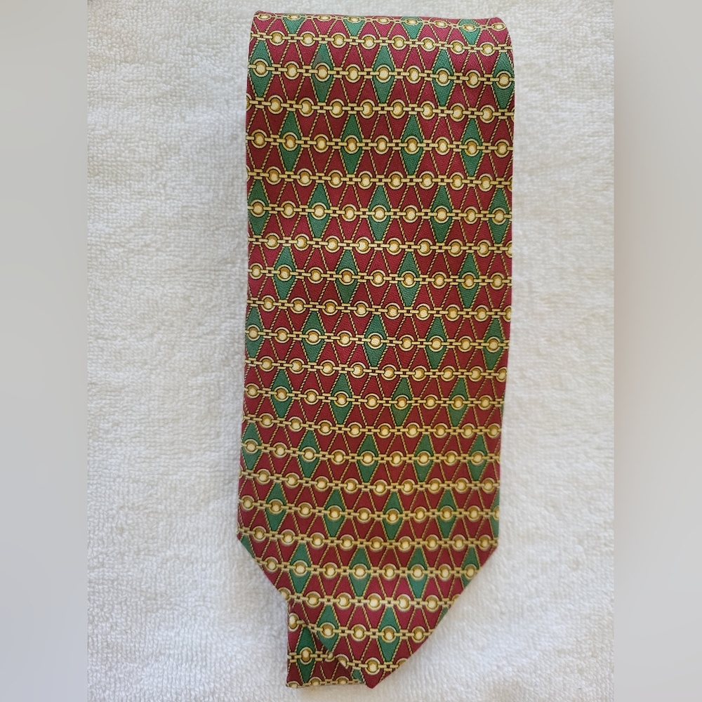 Brooks Brothers Red and Green Geometric Tie